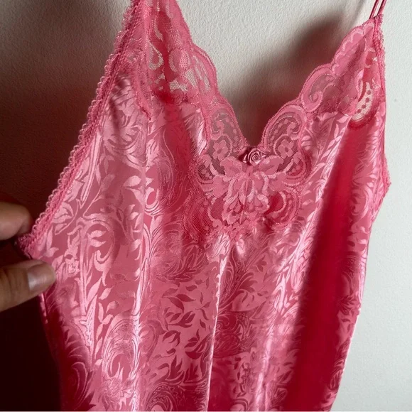 Vintage Deena Pink slip dress Lacey nightie Y2K style size: L - Picture 6 of 12